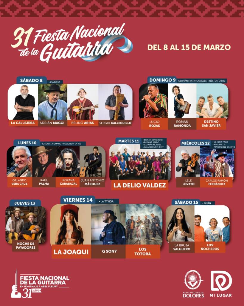 LA DELIO VALDÉZ, LA JOAQUI, LOS NOCHEROS, LOS TOTORA Y G SONY: ALGUNOS DE LOS ARTISTAS DE UNA EDICIÓN HISTÓRICA DE LA FIESTA NACIONAL DE LA GUITARRA